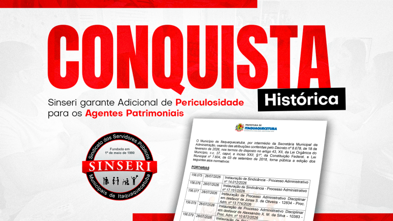 VITÓRIA | Agentes Patrimoniais conquistam Adicional de Periculosidade com atuação do Sinseri
