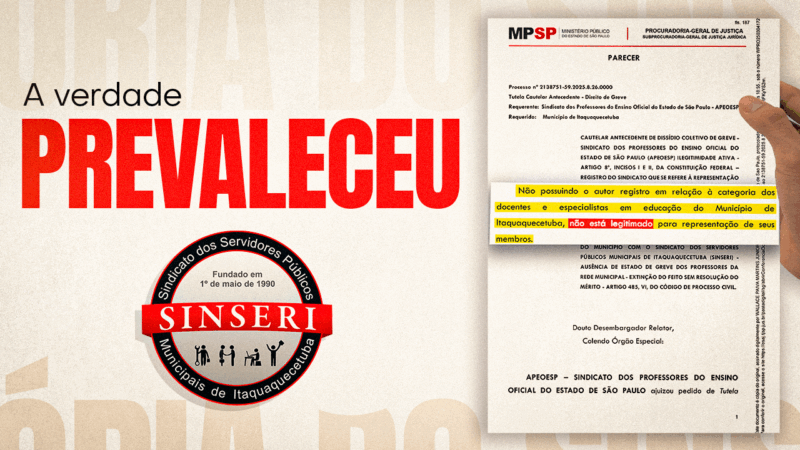 Ministério Público confirma: Apeoesp não tem legitimidade em Itaquá e mobilizou Professores para greve ilegal e irresponsável