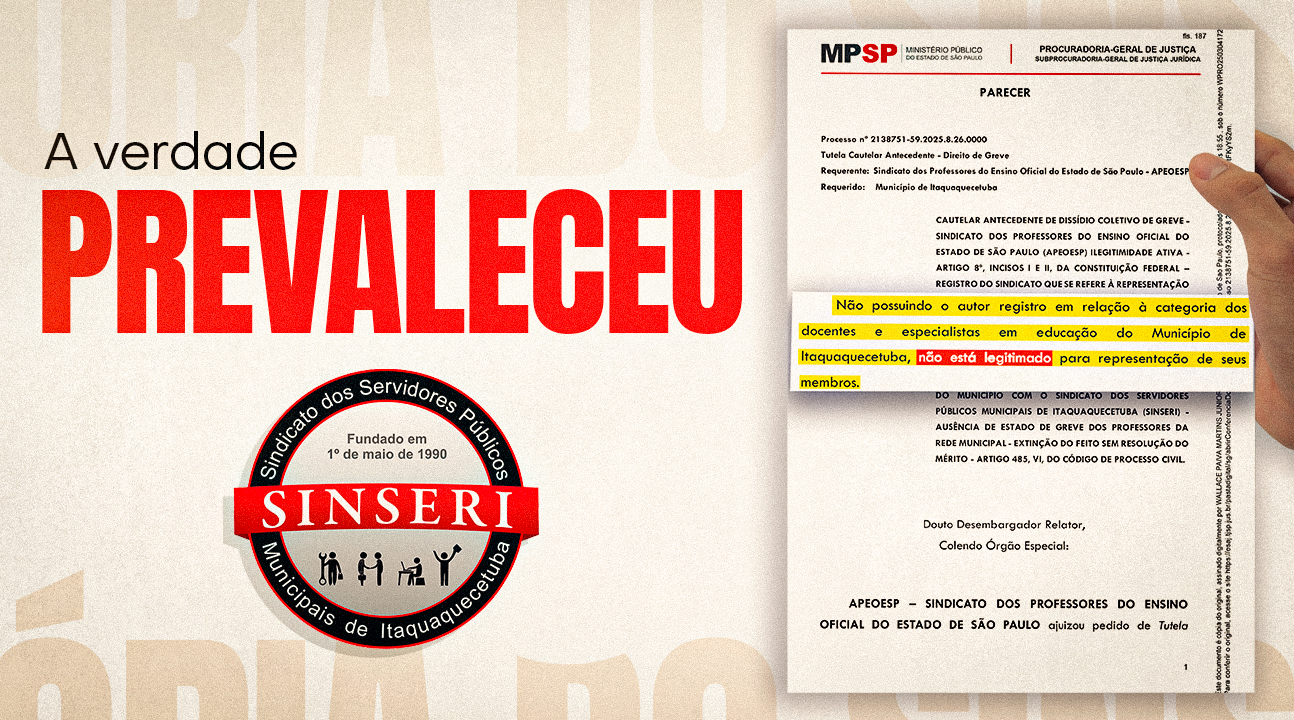 Ministério Público confirma: Apeoesp não tem legitimidade em Itaquá e mobilizou Professores para greve ilegal e irresponsável