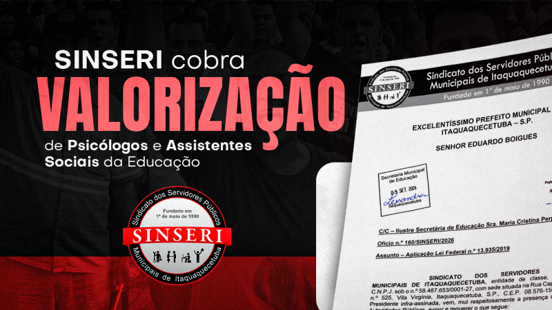 Solicitamos da Prefeitura medidas em relação à lei que garante valorização de Psicólogos e Assistentes Sociais da Educação