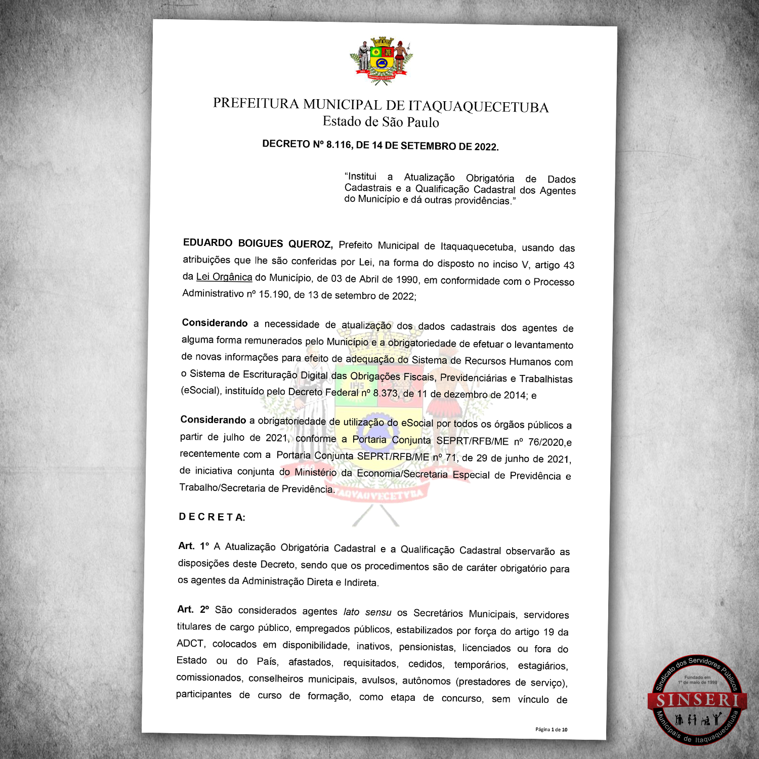 Censo Previdenciário: Servidores Públicos Municipais ativos devem atualizar  seus dados cadastrais - Prefeitura Municipal de Farroupilha