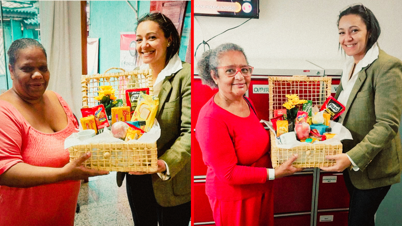 Parabéns, Maria Soterio e Carmem Lucia! Servidoras vencedoras da ação especial do Sinseri retiram suas cestas