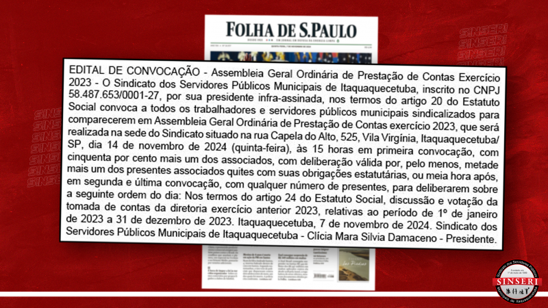 Convocação para Assembleia Geral Ordinária de Prestação de Contas – Exercício 2023