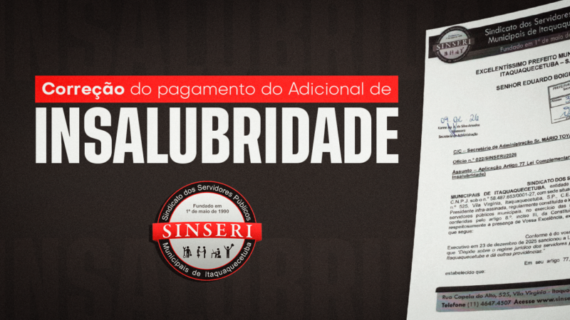 Sindicato protocola ofício com solicitação de pedido de correção do pagamento do Adicional de Insalubridade